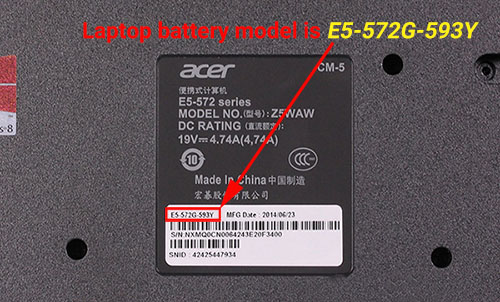 Ejemplo 2: Nombre del modelo de portátil en la parte trasera