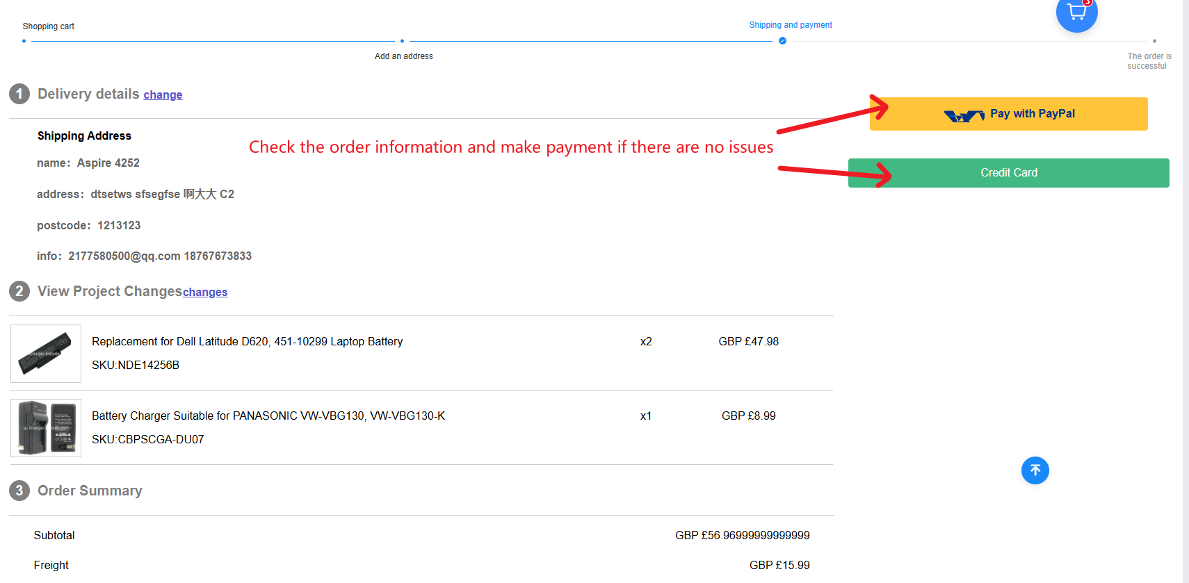 Confirmar pedido y completar pago